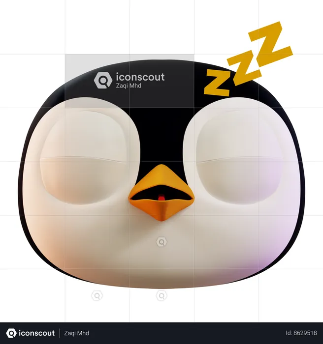 Cute Penguin Sleeping Emoji Emoji 3D Icon