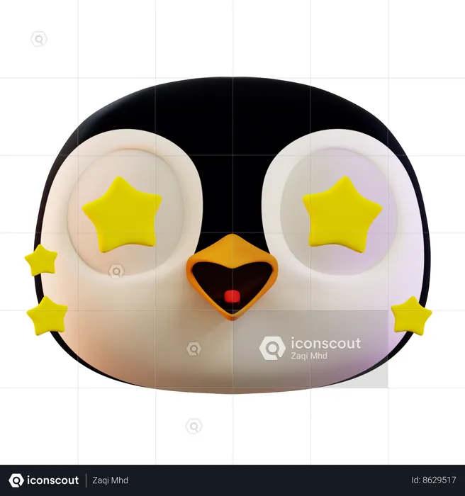 Cute Penguin Star Emoji Emoji 3D Icon