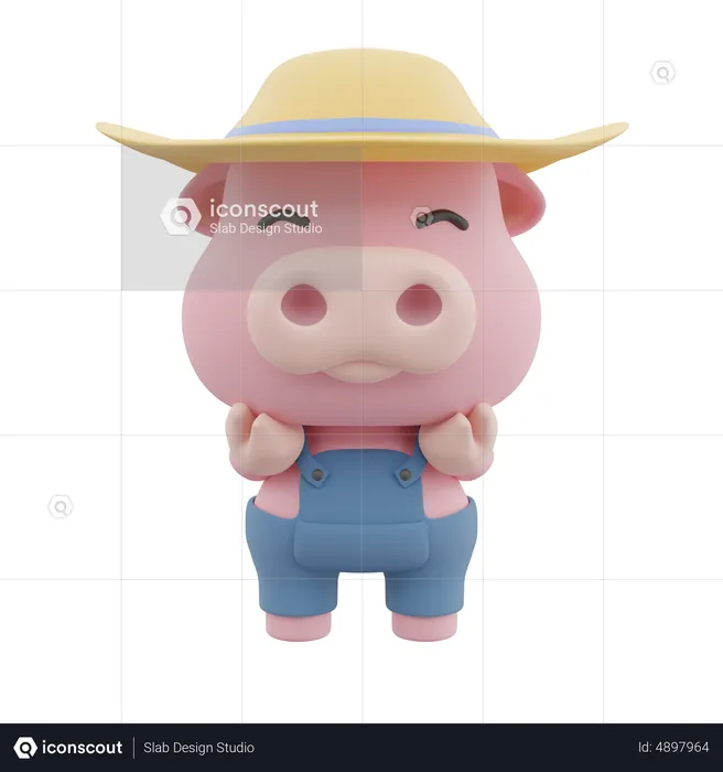 Cute Pig  3D Illustration