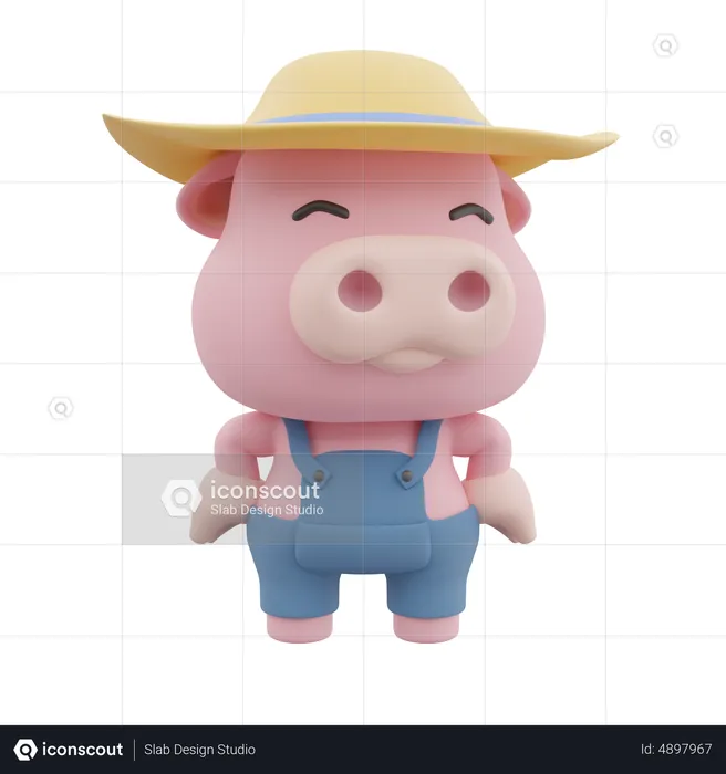 Cute Pig  3D Illustration