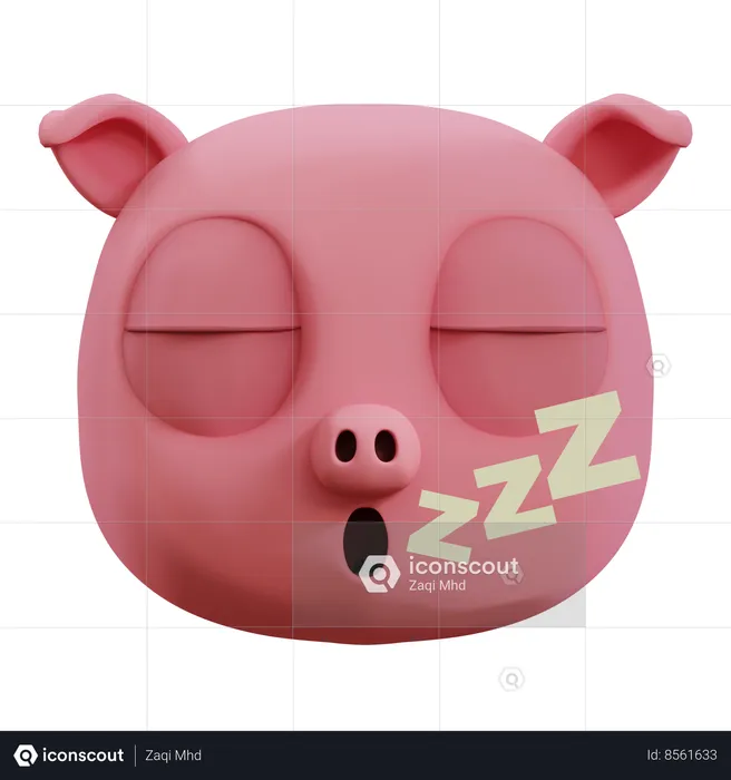Cute Pig Deep Sleep Emoji Emoji 3D Icon