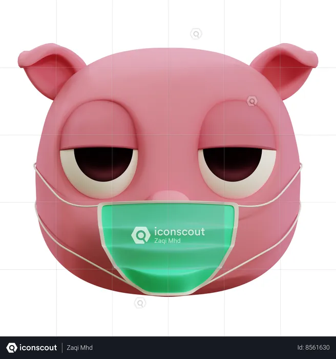 Cute Pig Having Flu Emoji Emoji 3D Icon