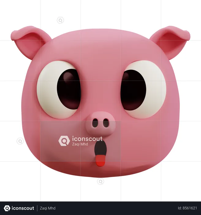 Cute Pig Tongue Emoji Emoji 3D Icon