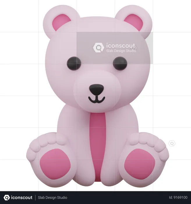Cute Pink Bear  3D Icon