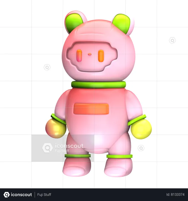 Cute Pink Robot Emoji 3D Icon