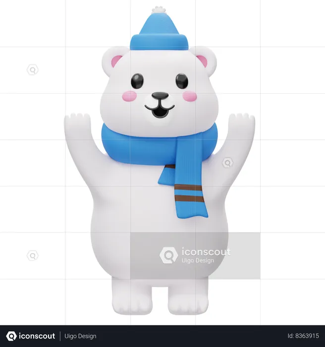 Cute Polar Bear  3D Illustration
