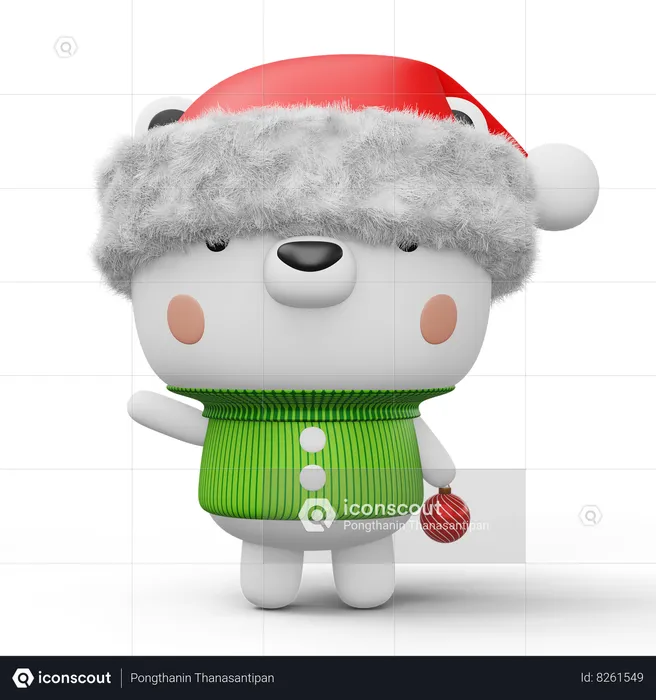 Cute Polar bear say hi  3D Illustration