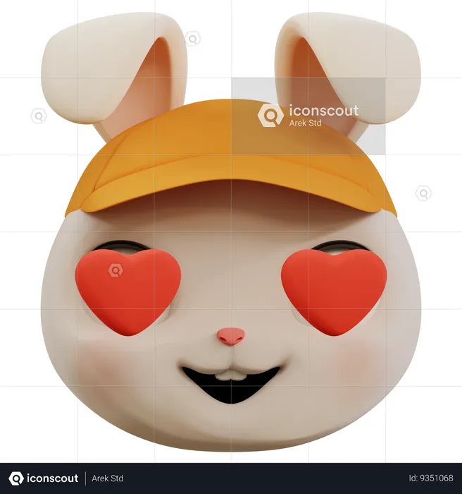 Cute Rabbit Love Emoji Emoji 3D Icon