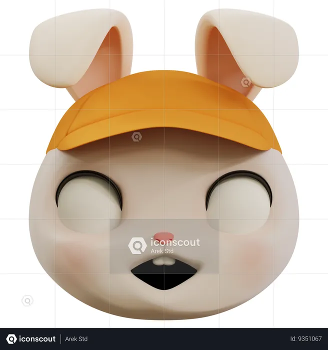 Cute Rabbit Scared Emoji Emoji 3D Icon