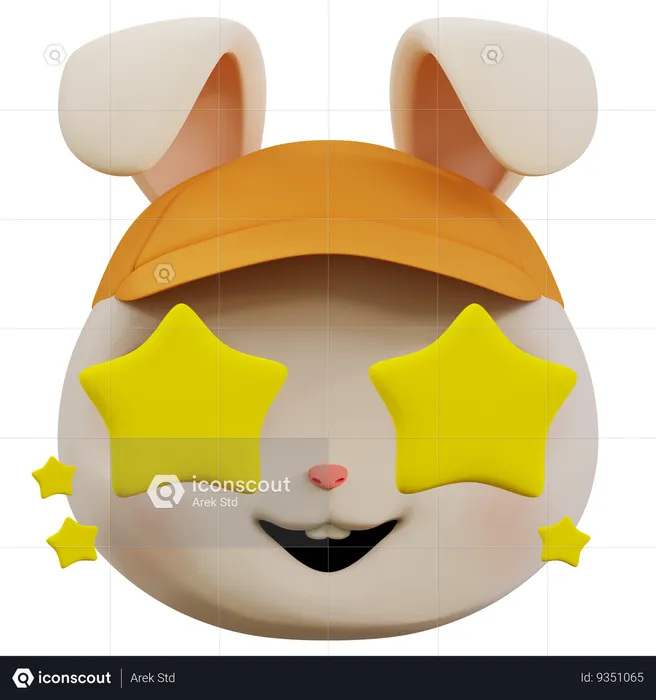 Cute Rabbit Star Emoji Emoji 3D Icon