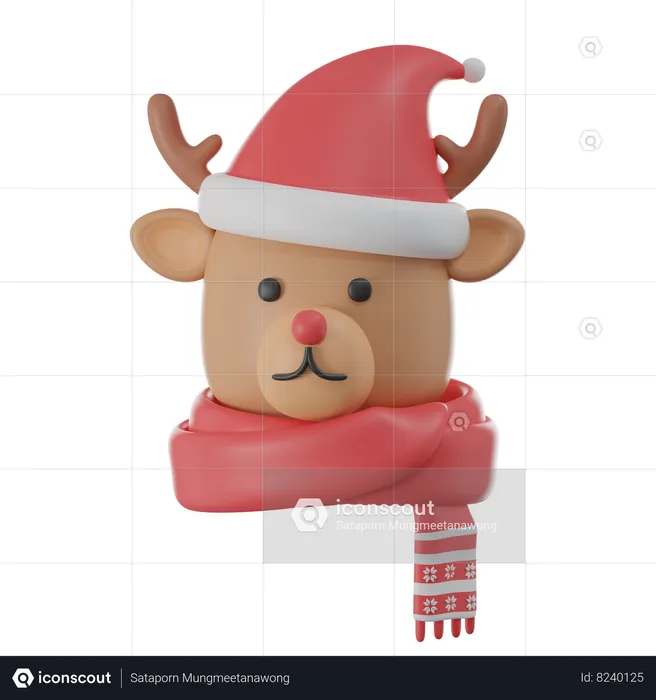 Cute Reindeer  3D Icon