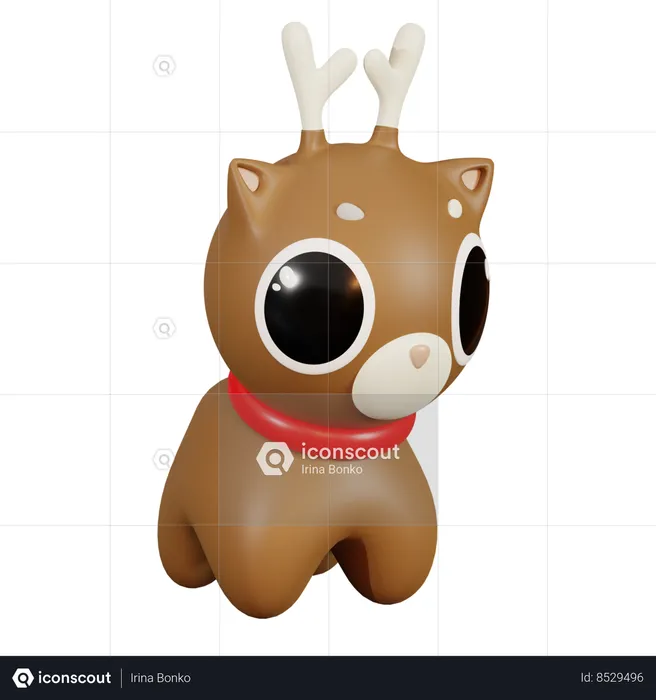 Cute Reindeer  3D Icon