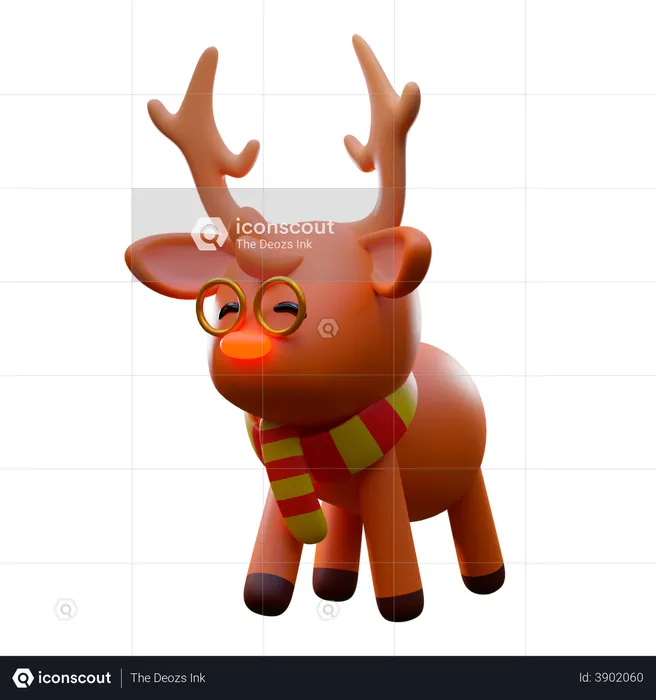 Cute Reindeer  3D Illustration