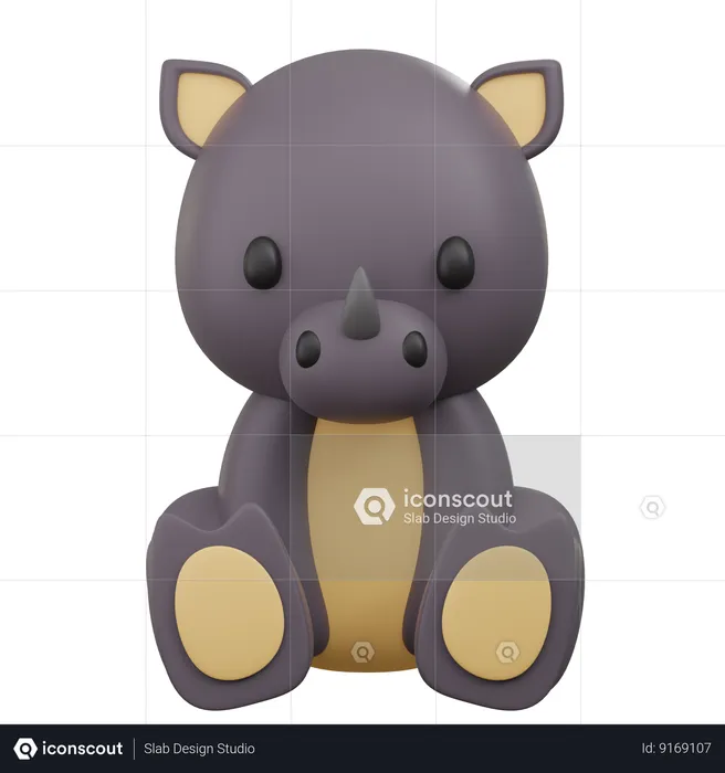 Cute Rhino  3D Icon