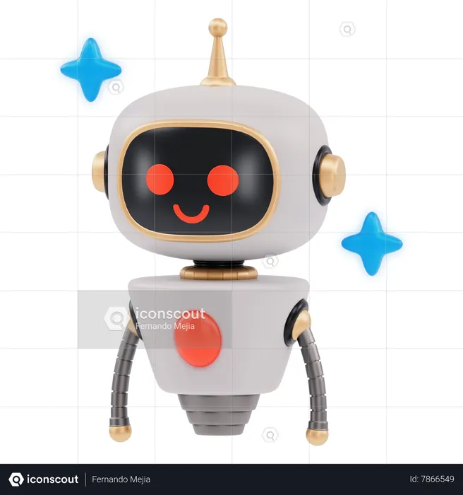 Cute Robot  3D Illustration