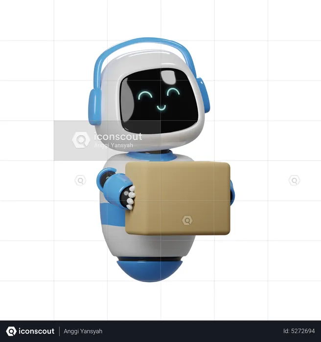 Cute Robot Bring Box  3D Icon