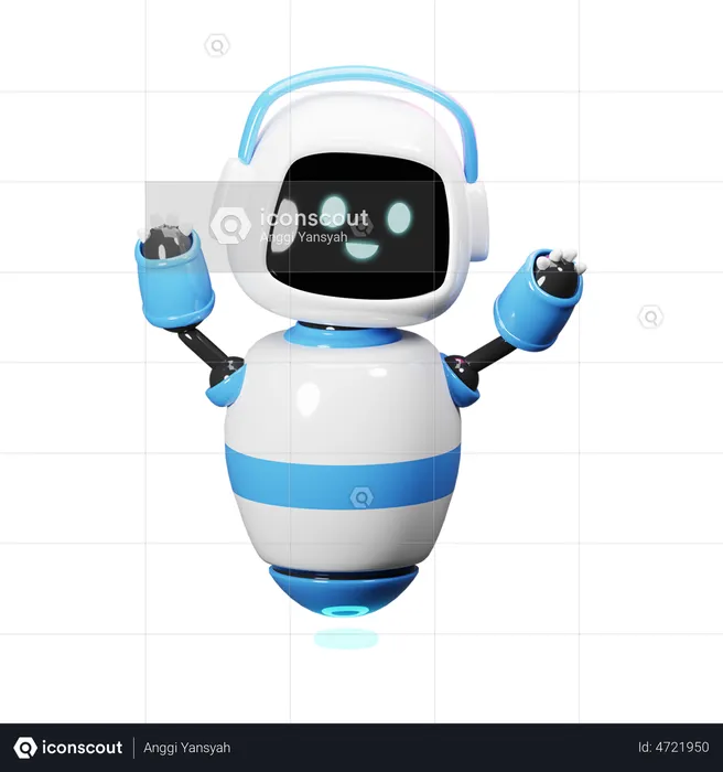 Cute Robot Happy  3D Illustration