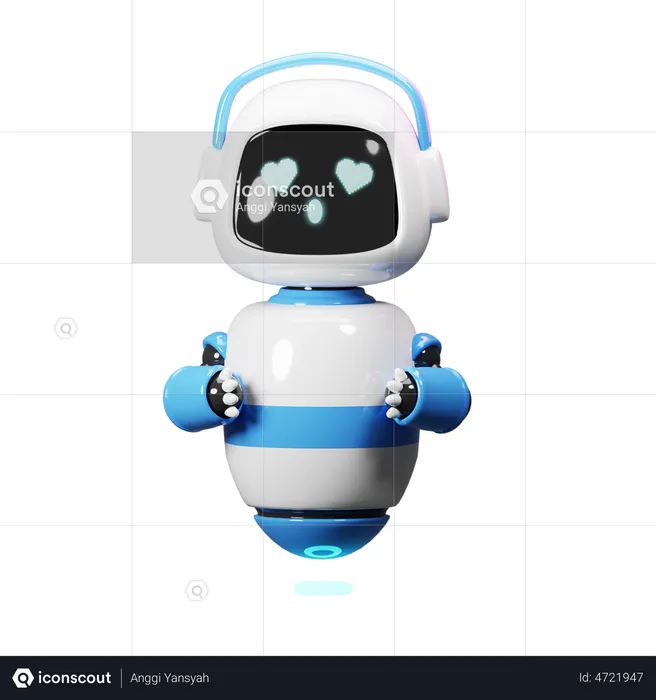 Cute Robot Love Something  3D Illustration