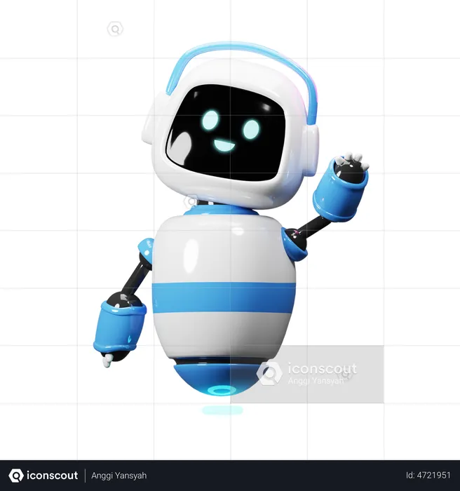 Cute Robot Say Hello  3D Illustration