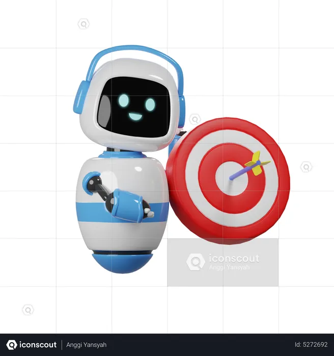 Cute Robot With Target  3D Icon