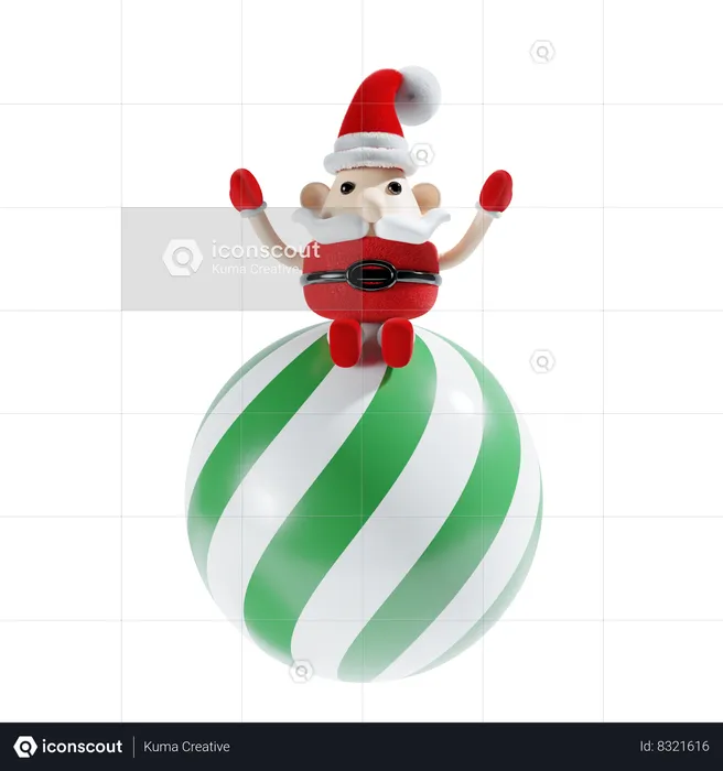 Cute Santa Claus With Ball  3D Illustration