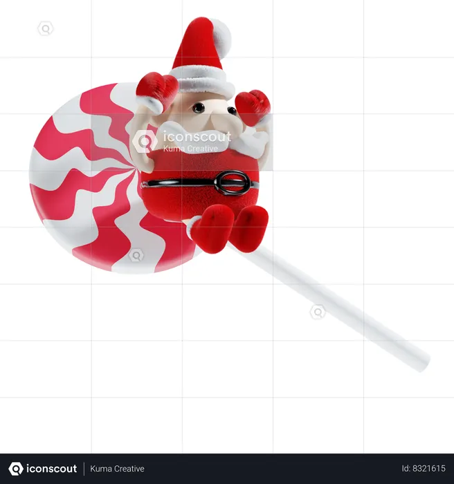 Cute Santa Claus With Candy  3D Illustration