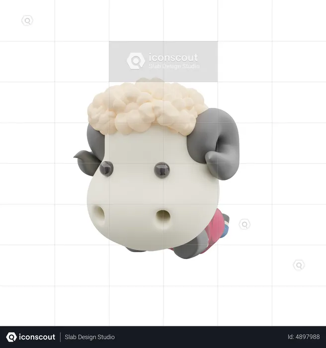 Cute Sheep  3D Illustration