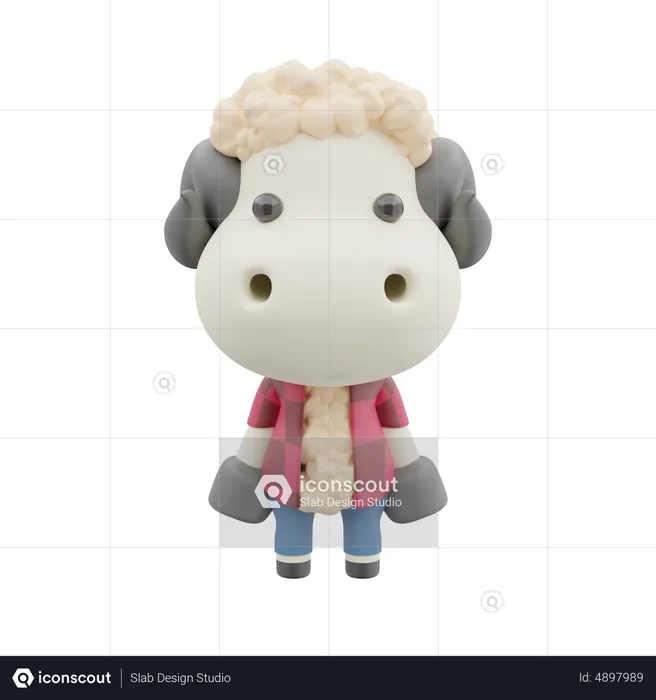 Cute Sheep  3D Illustration