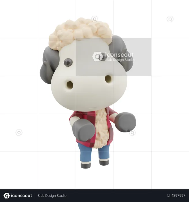 Cute Sheep  3D Illustration