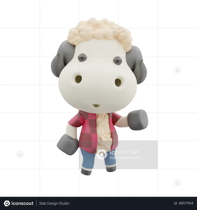 Cute Sheep  3D Illustration