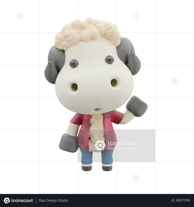 Cute Sheep  3D Illustration