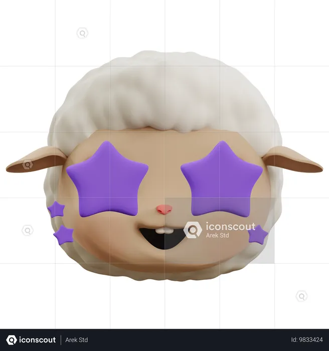 かわいい羊の星の絵文字 Emoji 3D Icon