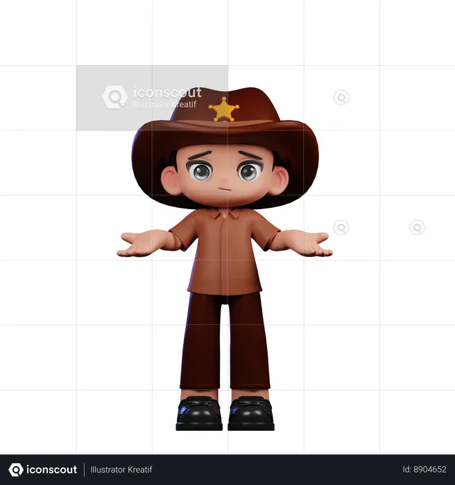 Cute Sheriff Doing No Idea  3D Illustration