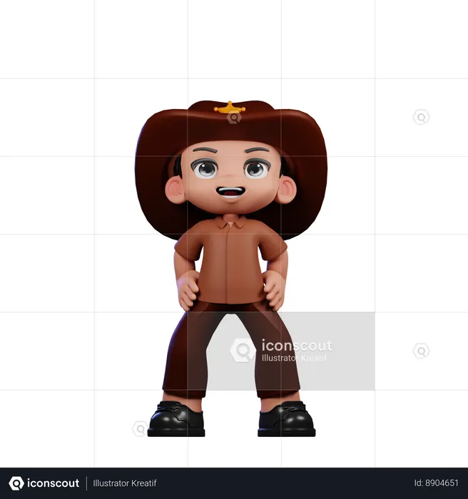 Cute Sheriff Doing Standing Laugh  3D Illustration