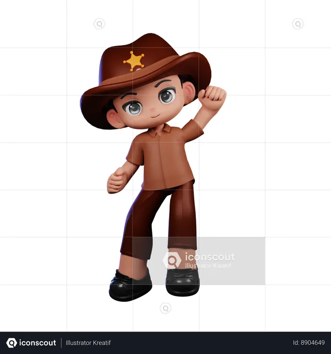 Cute Sheriff Giving Congrats  3D Illustration