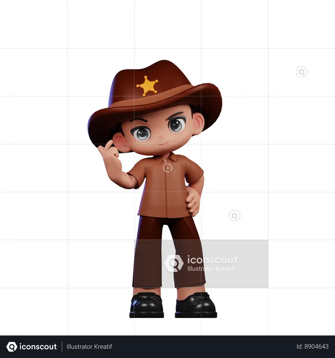 Cute Sheriff Giving Love Sign  3D Illustration
