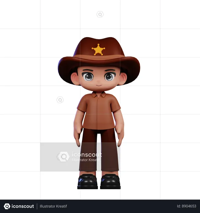 Cute Sheriff Giving Standing Cool  3D Illustration