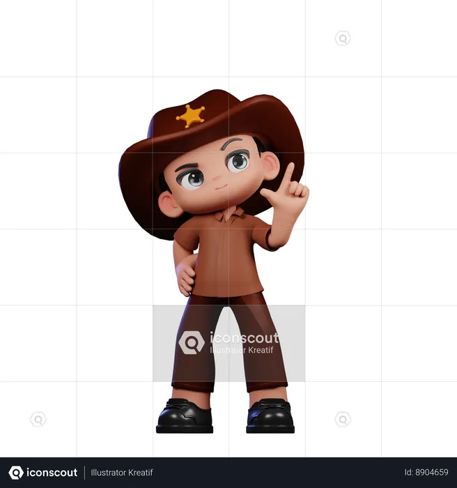 Cute Sheriff Having Idea  3D Illustration