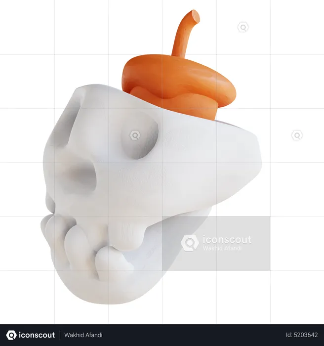 Cute Skull And Candle  3D Icon
