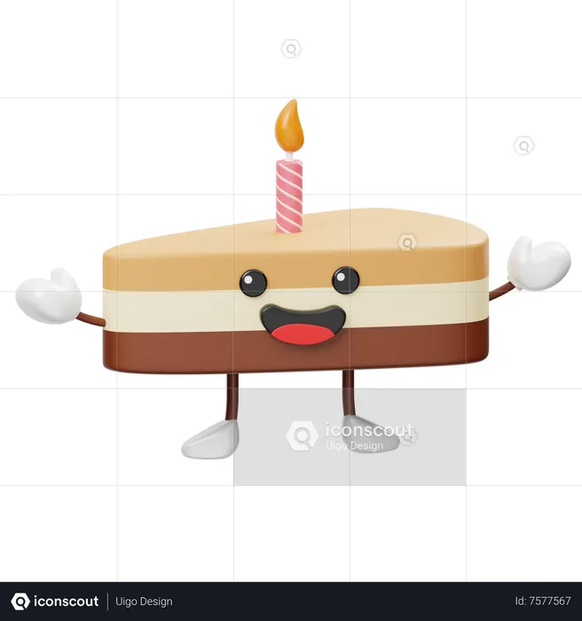 Cute Slice Cake  3D Icon