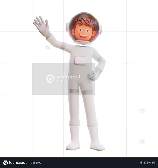Cute spaceman astronaut waving his hand  3D Illustration