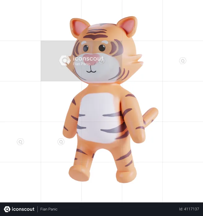 Cute Tiger  3D Illustration