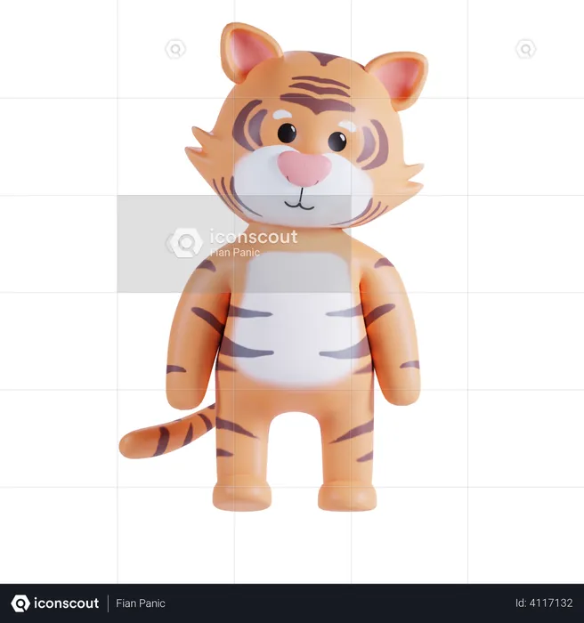 Cute Tiger  3D Illustration