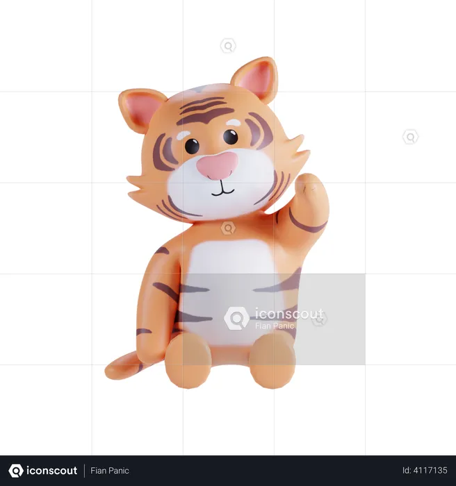 Cute Tiger  3D Illustration