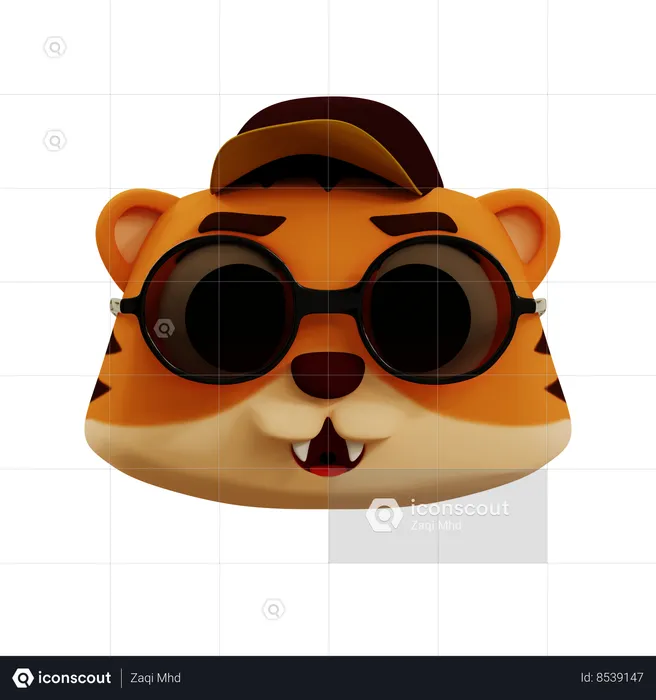 Cute Tiger Cool Emoji Emoji 3D Icon