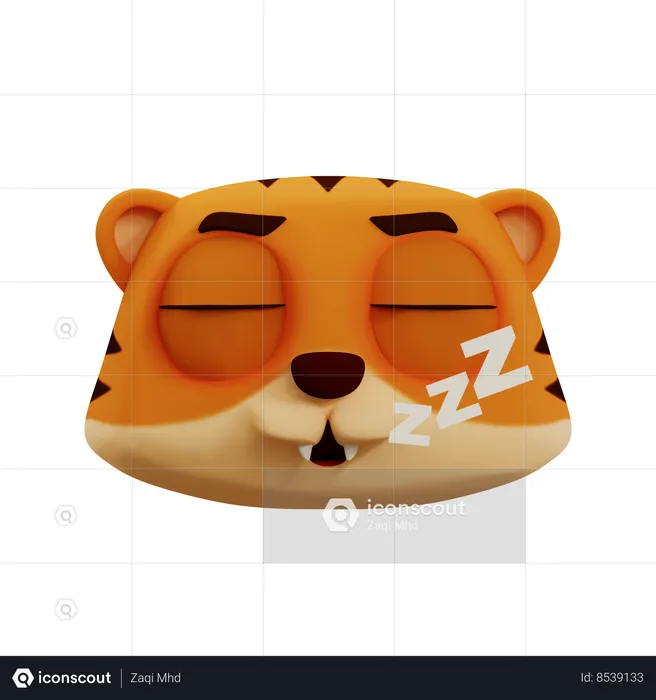Cute Tiger Deep Sleep Emoji Emoji 3D Icon