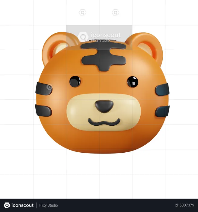 Cute Tiger Head  3D Icon