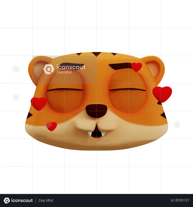 Cute Tiger In Love Emoji Emoji 3D Icon