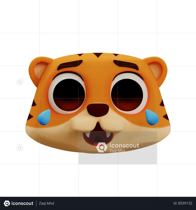 Cute Tiger Laughing Out Loud Emoji Emoji 3D Icon