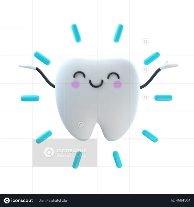 Cute Tooth Glowing  3D Illustration